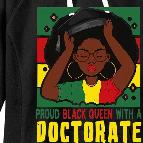 Womens Afro Proud Black Queen With PhD Graduation Doctorate Women's Fleece Hoodie