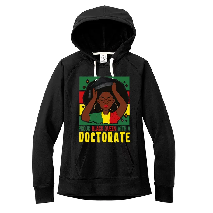 Womens Afro Proud Black Queen With PhD Graduation Doctorate Women's Fleece Hoodie