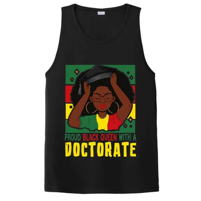 Womens Afro Proud Black Queen With PhD Graduation Doctorate Performance Tank