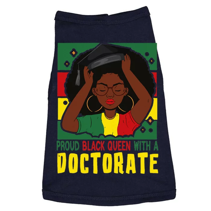 Womens Afro Proud Black Queen With PhD Graduation Doctorate Doggie Tank