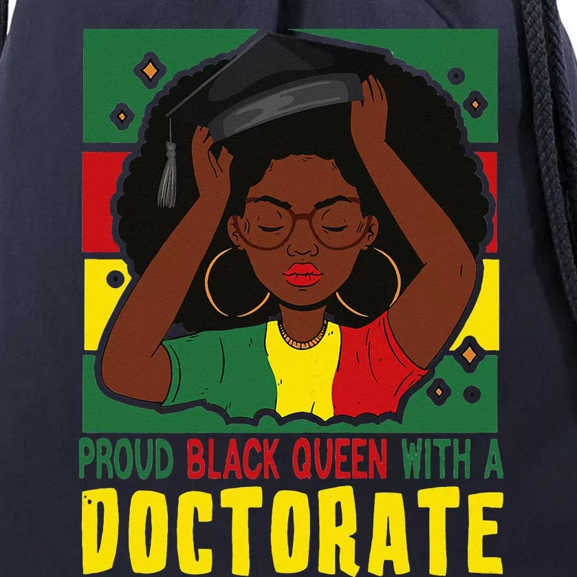 Womens Afro Proud Black Queen With PhD Graduation Doctorate Drawstring Bag