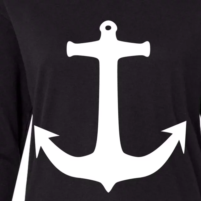 White Anchor Preppy Nautical Boating Meaningful Gift Womens Cotton Relaxed Long Sleeve T-Shirt