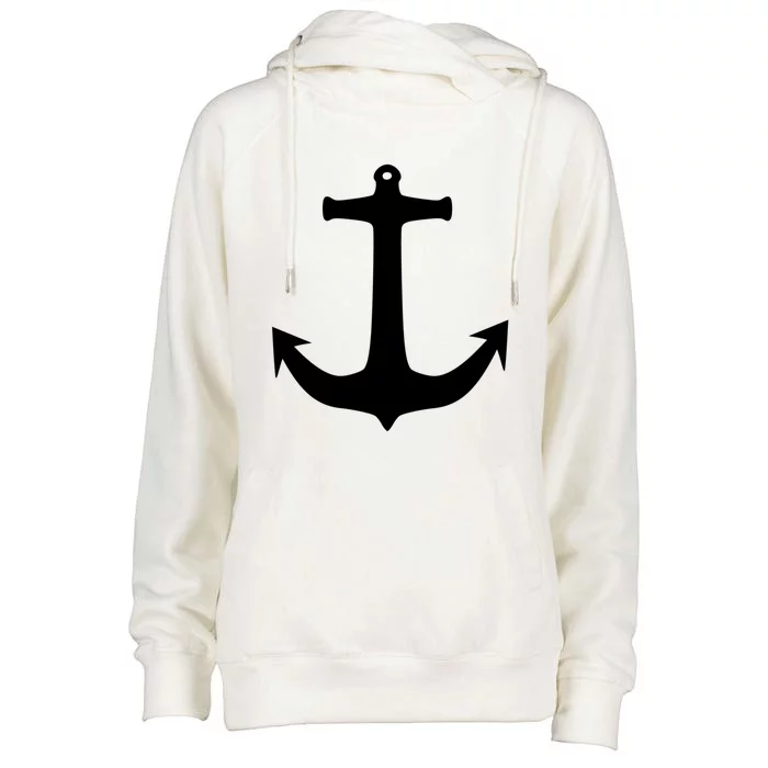 White Anchor Preppy Nautical Boating Meaningful Gift Womens Funnel Neck Pullover Hood