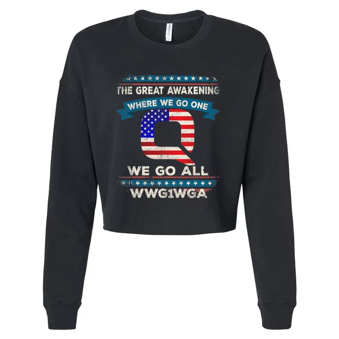 We Are Q | QAnon Flag WWG1WGA Q Anon Cropped Pullover Crew