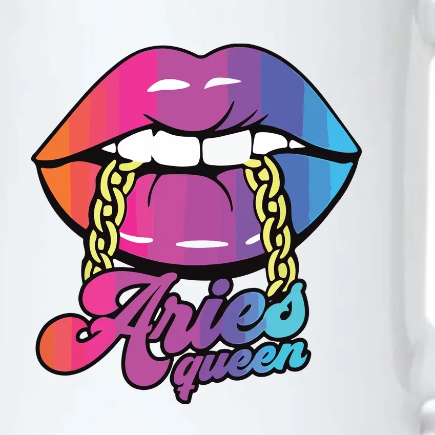 Womens Aries Queen Lips Zodiac Horoscope Girl Women Birthday Black Color Changing Mug