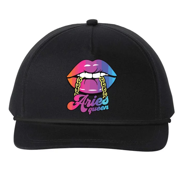 Womens Aries Queen Lips Zodiac Horoscope Girl Women Birthday Snapback Five-Panel Rope Hat