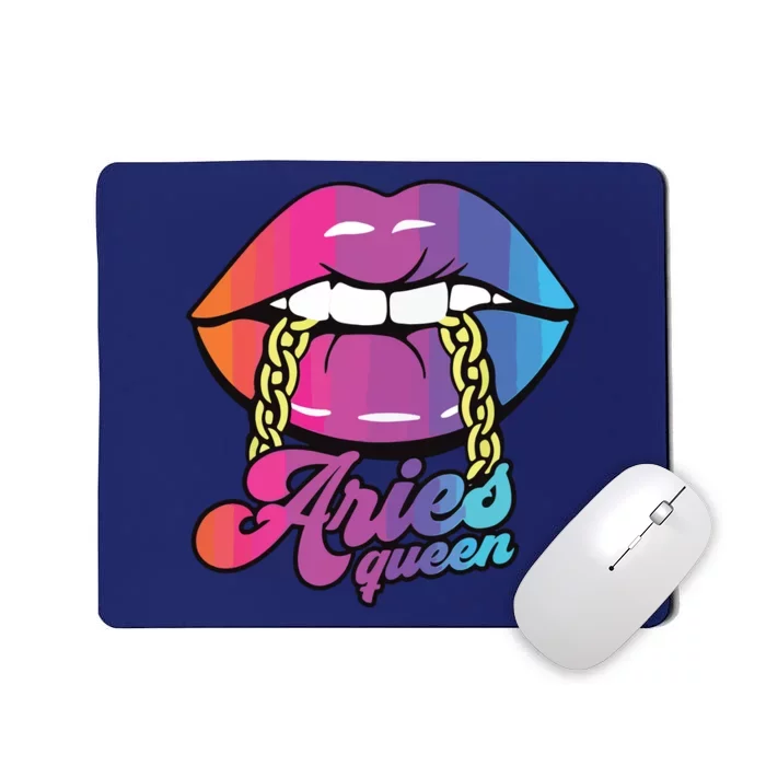 Womens Aries Queen Lips Zodiac Horoscope Girl Women Birthday Mousepad