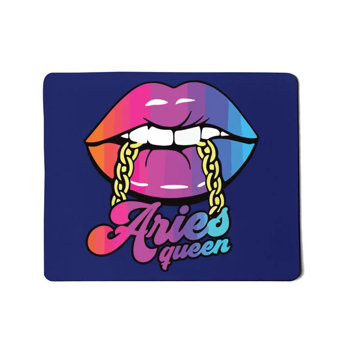 Womens Aries Queen Lips Zodiac Horoscope Girl Women Birthday Mousepad