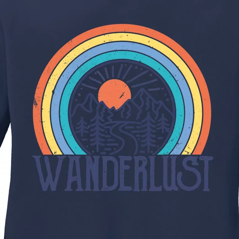 Wander-lust Adventure Road Trip Vacation Travelling Tee Ladies Long Sleeve Shirt