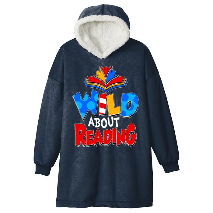 Wild About Reading Book Lover Reading Fan Hooded Wearable Blanket