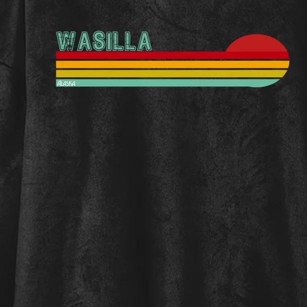 Wasilla Alaska Retro Sunset Hooded Wearable Blanket