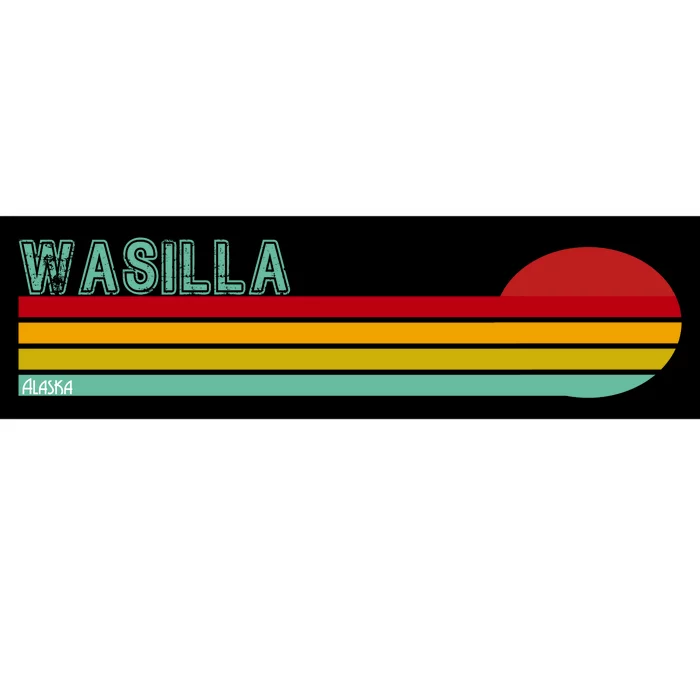 Wasilla Alaska Retro Sunset Bumper Sticker