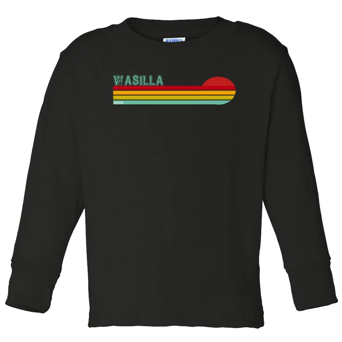 Wasilla Alaska Retro Sunset Toddler Long Sleeve Shirt