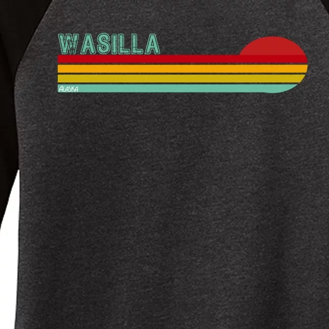 Wasilla Alaska Retro Sunset Women's Tri-Blend 3/4-Sleeve Raglan Shirt