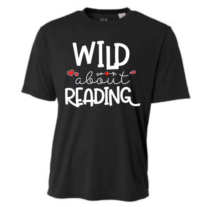 Wild About Reading With Heart Reading Books And Bookworm Cooling Performance Crew T-Shirt