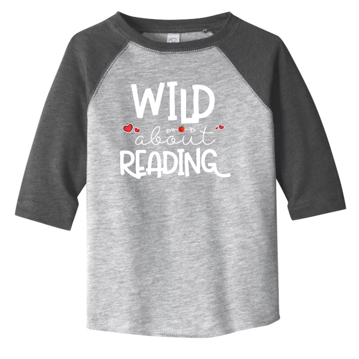 Wild About Reading With Heart Reading Books And Bookworm Toddler Fine Jersey T-Shirt