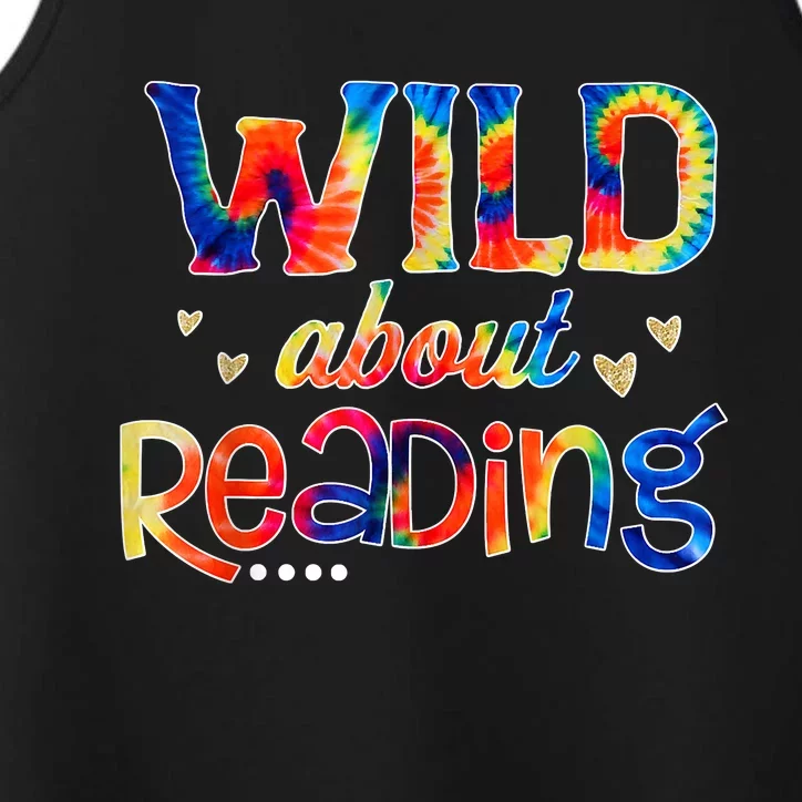 Wild About Reading Tie Dye Reading Books Funny Performance Tank