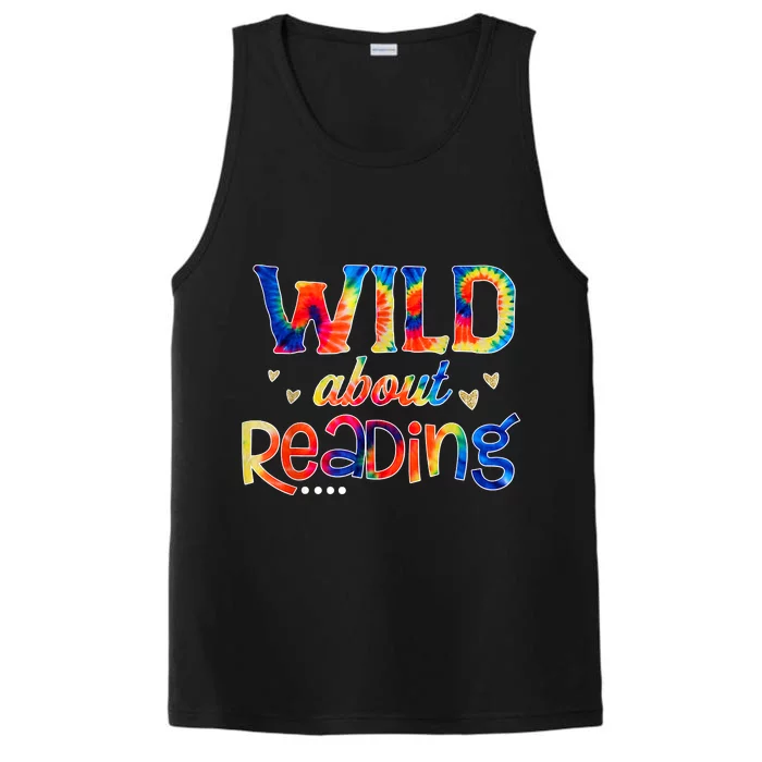 Wild About Reading Tie Dye Reading Books Funny Performance Tank