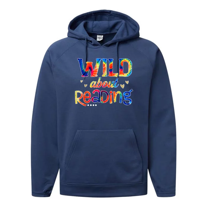 Wild About Reading Tie Dye Reading Books Funny Performance Fleece Hoodie