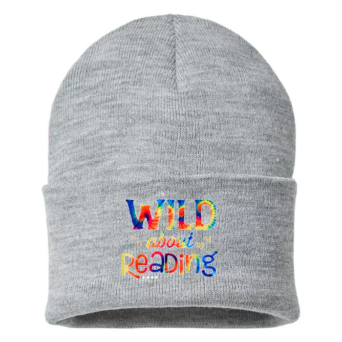 Wild About Reading Tie Dye Reading Books Funny Sustainable Knit Beanie