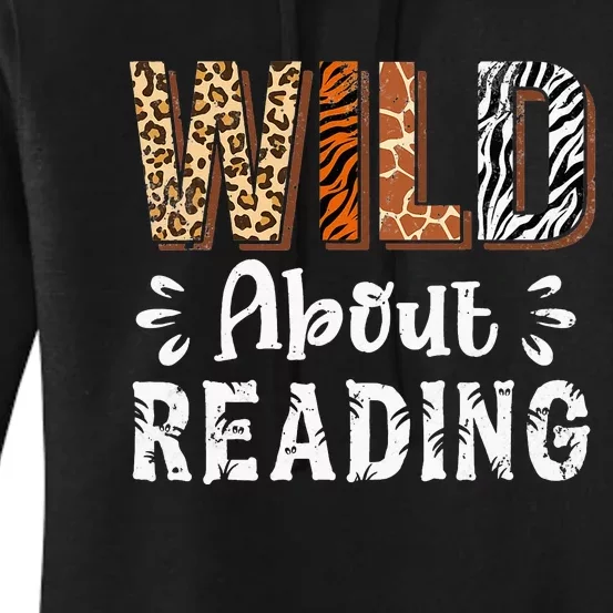 Wild About Reading Books Reader Lover Animals Women's Pullover Hoodie