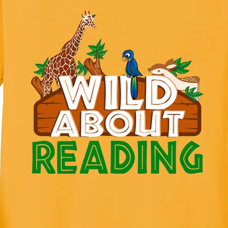 Wild About Reading Animals Kids Long Sleeve Shirt