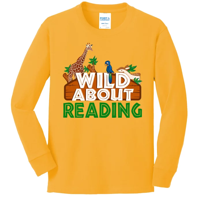 Wild About Reading Animals Kids Long Sleeve Shirt