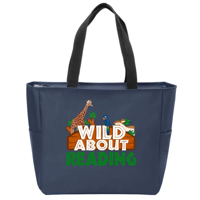 Wild About Reading Animals Zip Tote Bag