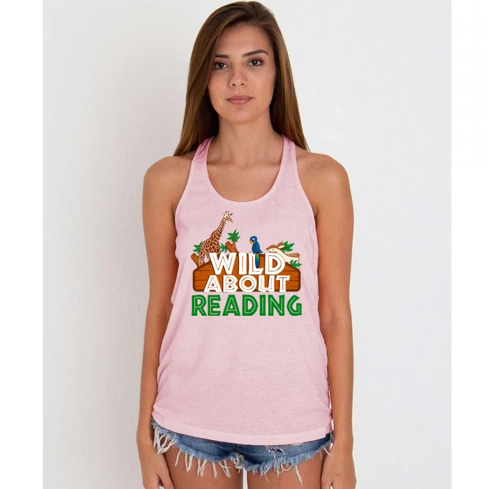 Wild About Reading Animals Women's Knotted Racerback Tank