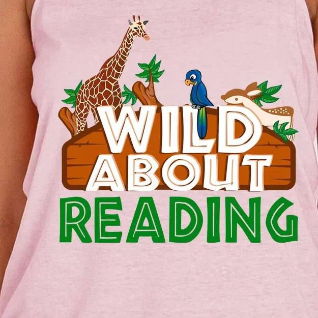 Wild About Reading Animals Women's Knotted Racerback Tank