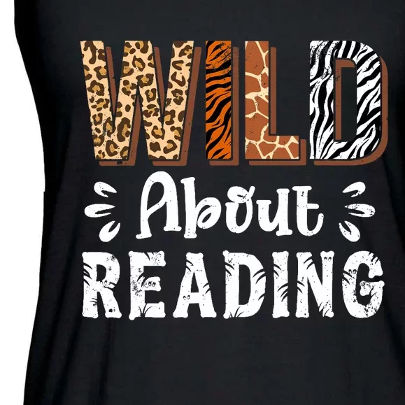 Wild About Reading Books Reader Lover Animals Leopard Zebra Ladies Essential Flowy Tank