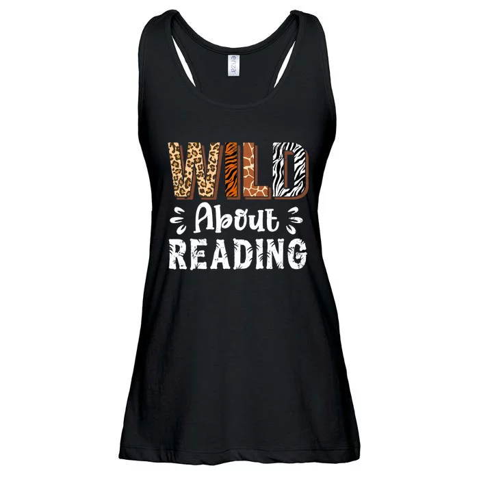 Wild About Reading Books Reader Lover Animals Leopard Zebra Ladies Essential Flowy Tank