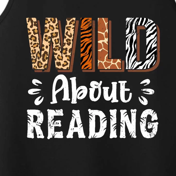 Wild About Reading Books Reader Lover Animals Leopard Zebra Performance Tank