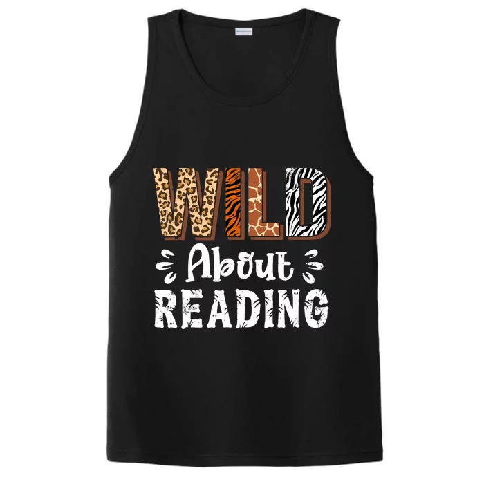 Wild About Reading Books Reader Lover Animals Leopard Zebra Performance Tank