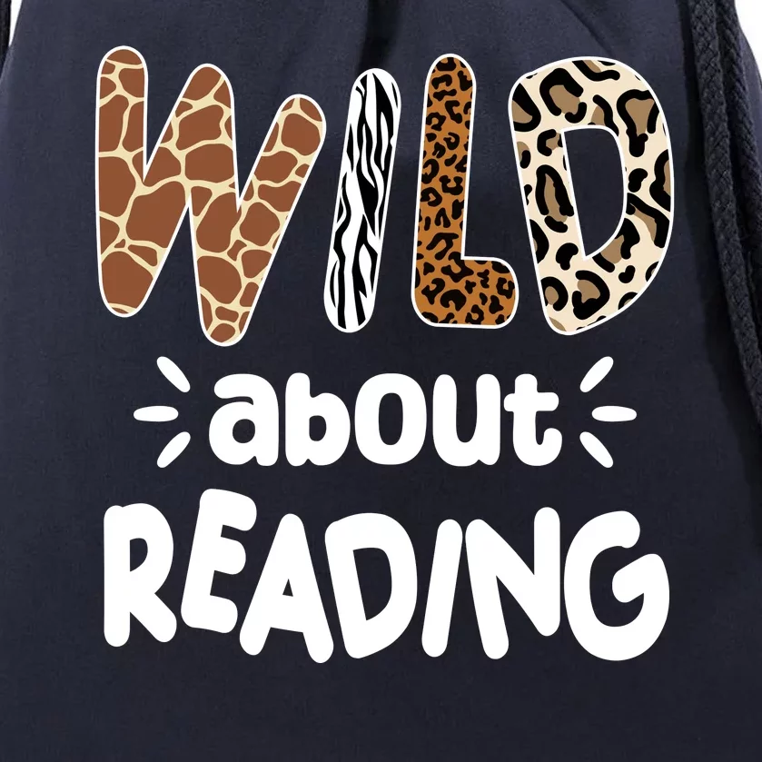 Wild About Reading Animal Print Drawstring Bag