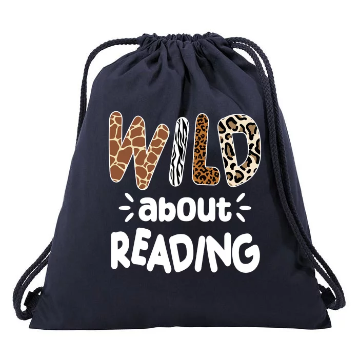 Wild About Reading Animal Print Drawstring Bag