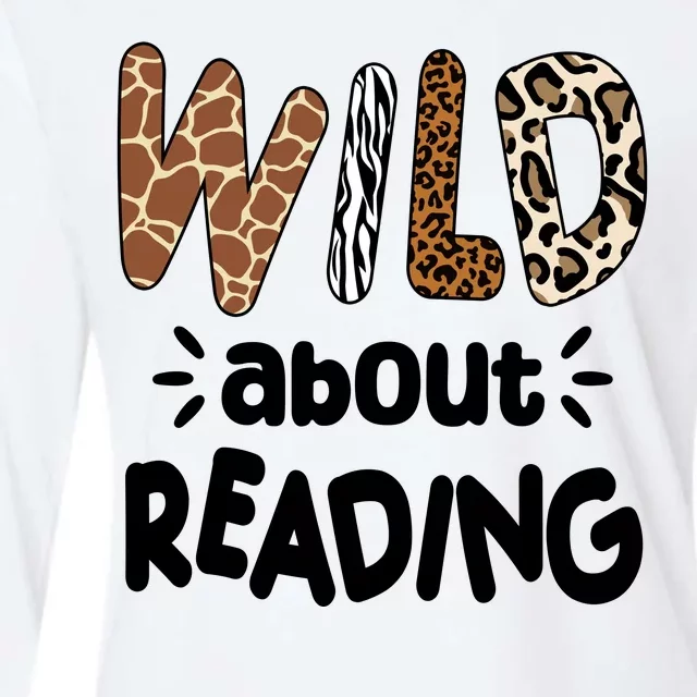 Wild About Reading Animal Print Womens Cotton Relaxed Long Sleeve T-Shirt