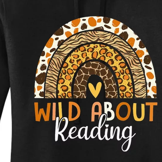 Wild About Reading Teacher Back To School Leopard Rainbow Women's Pullover Hoodie