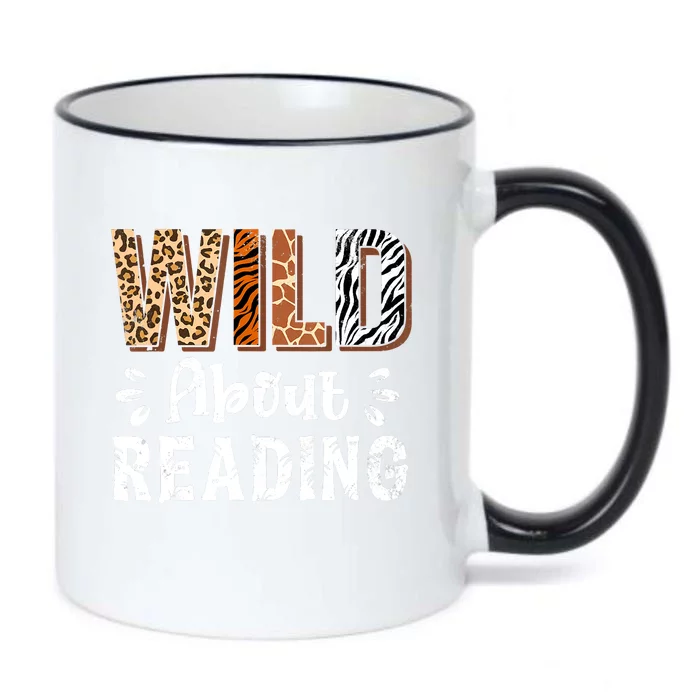 Wild About Reading Books Reader Lover Animals Black Color Changing Mug