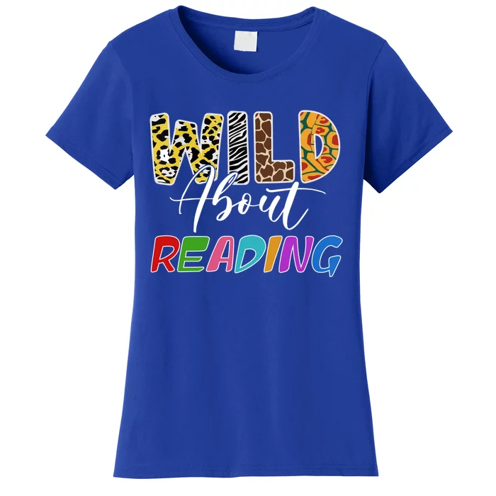 Wild About Reading Reading Books And Bookworm Library Day Gift Women's T-Shirt