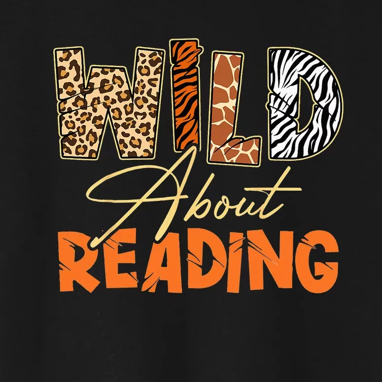 Wild About Reading African Animals Leopard Zebra Wild Zoo Women's Crop Top Tee