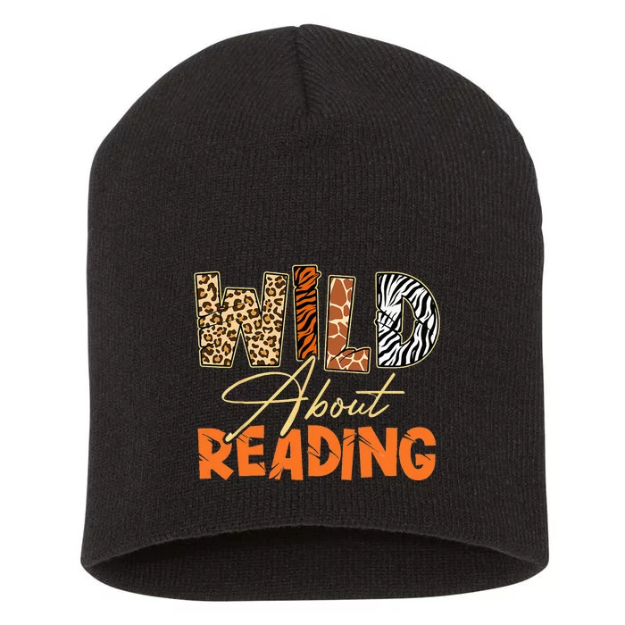 Wild About Reading African Animals Leopard Zebra Wild Zoo Short Acrylic Beanie