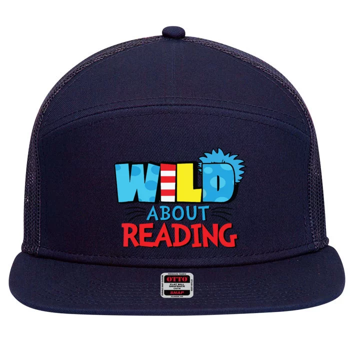 Wild About Reading Dr Teacher Red And White Stripe Hat 7 Panel Mesh Trucker Snapback Hat