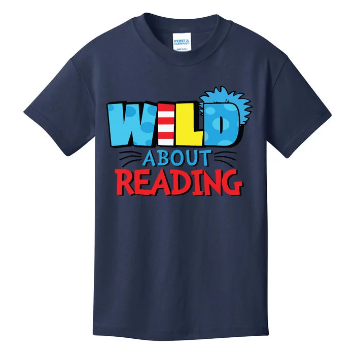 Wild About Reading Dr Teacher Red And White Stripe Hat Kids T-Shirt