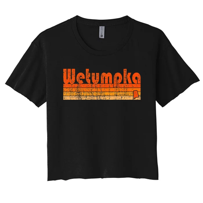 Wetumpka Alabama Retro 80s Style Women's Crop Top Tee