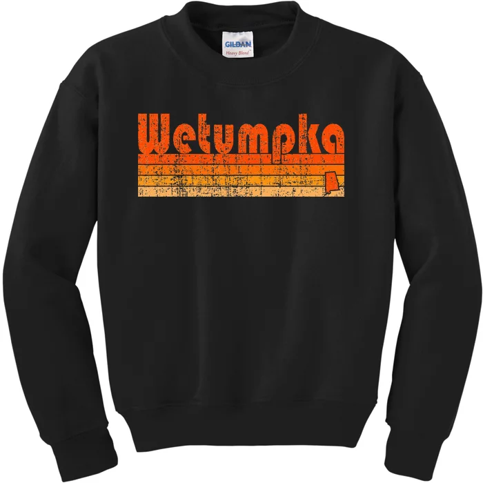 Wetumpka Alabama Retro 80s Style Kids Sweatshirt