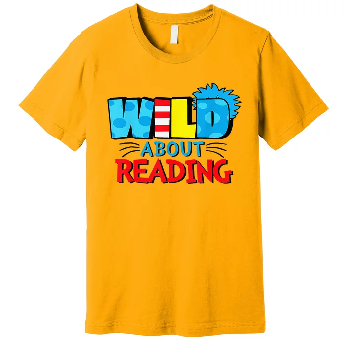 Wild About Reading Dr Teacher Red And White Stripe Hat Premium T-Shirt