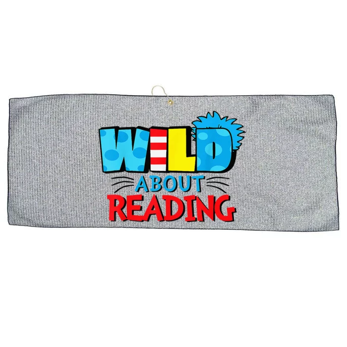 Wild About Reading Dr Teacher Red And White Stripe Hat Large Microfiber Waffle Golf Towel