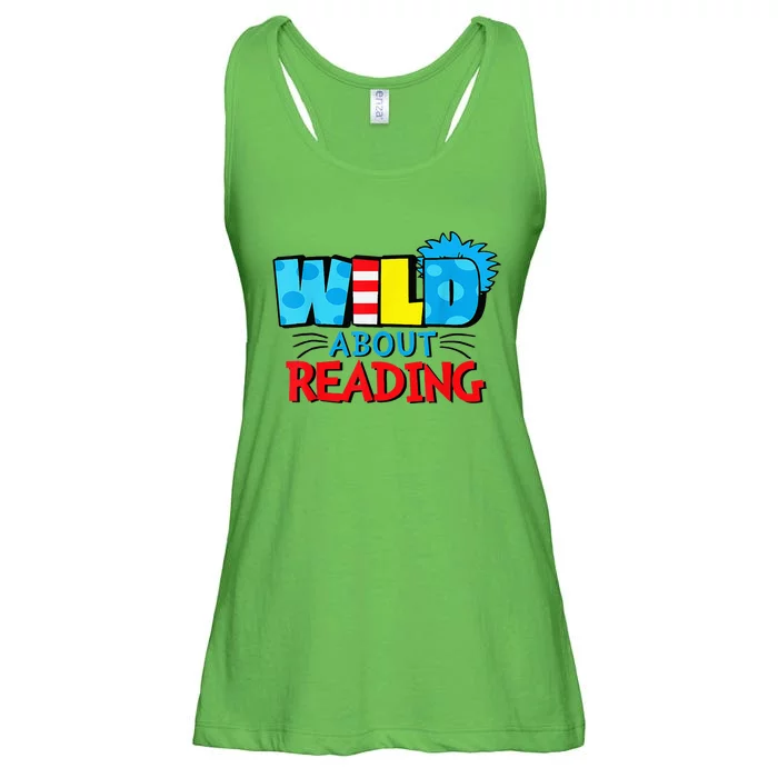 Wild About Reading Dr Teacher Red And White Stripe Hat Ladies Essential Flowy Tank