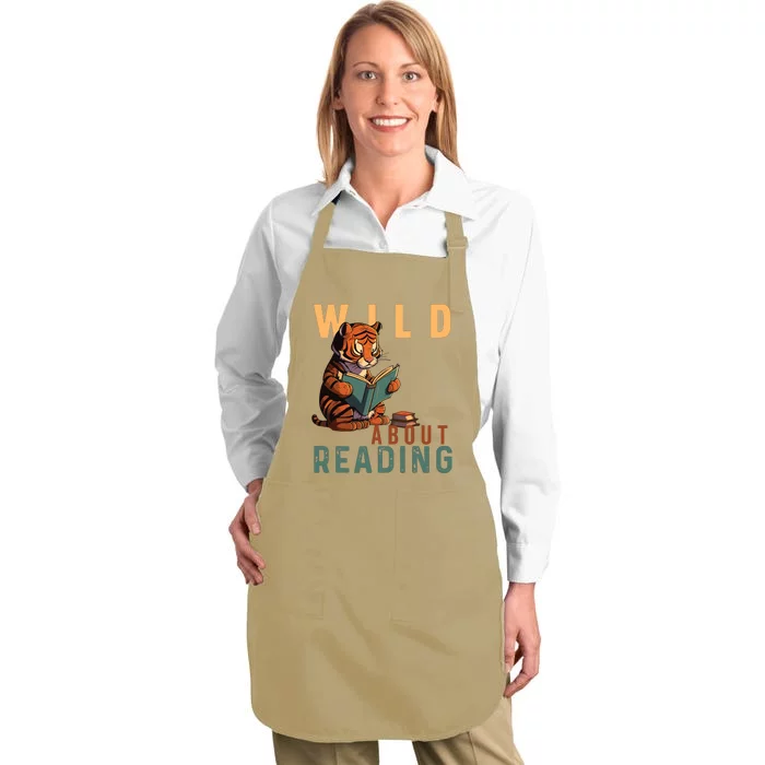 Wild About Reading Love Books Nerd Bookworm Librarian Full-Length Apron With Pocket